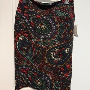 LuLaRoe Paisley Pencil Skirt - Red, Green, Black, Cream